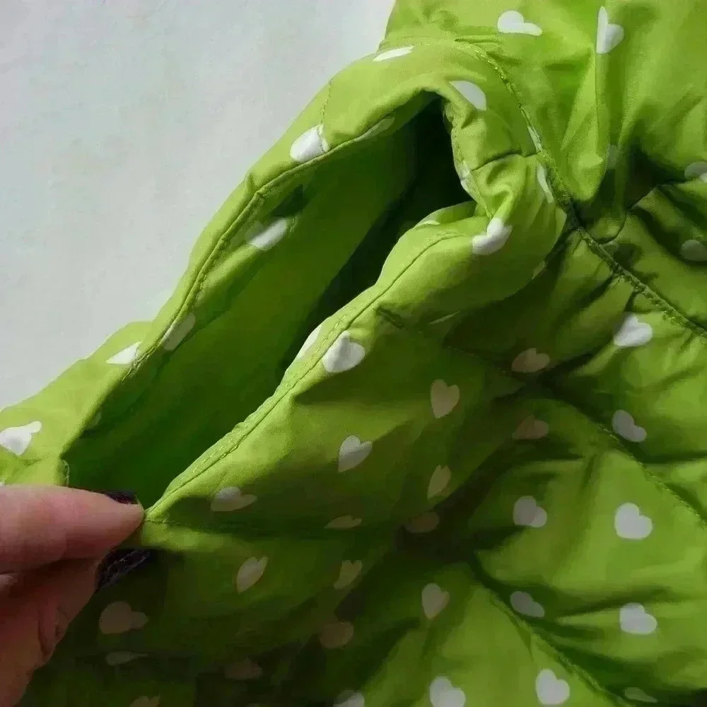 Gymboree‎ Green Vest Hearts and Faux FurTrim Hood 6-12 months